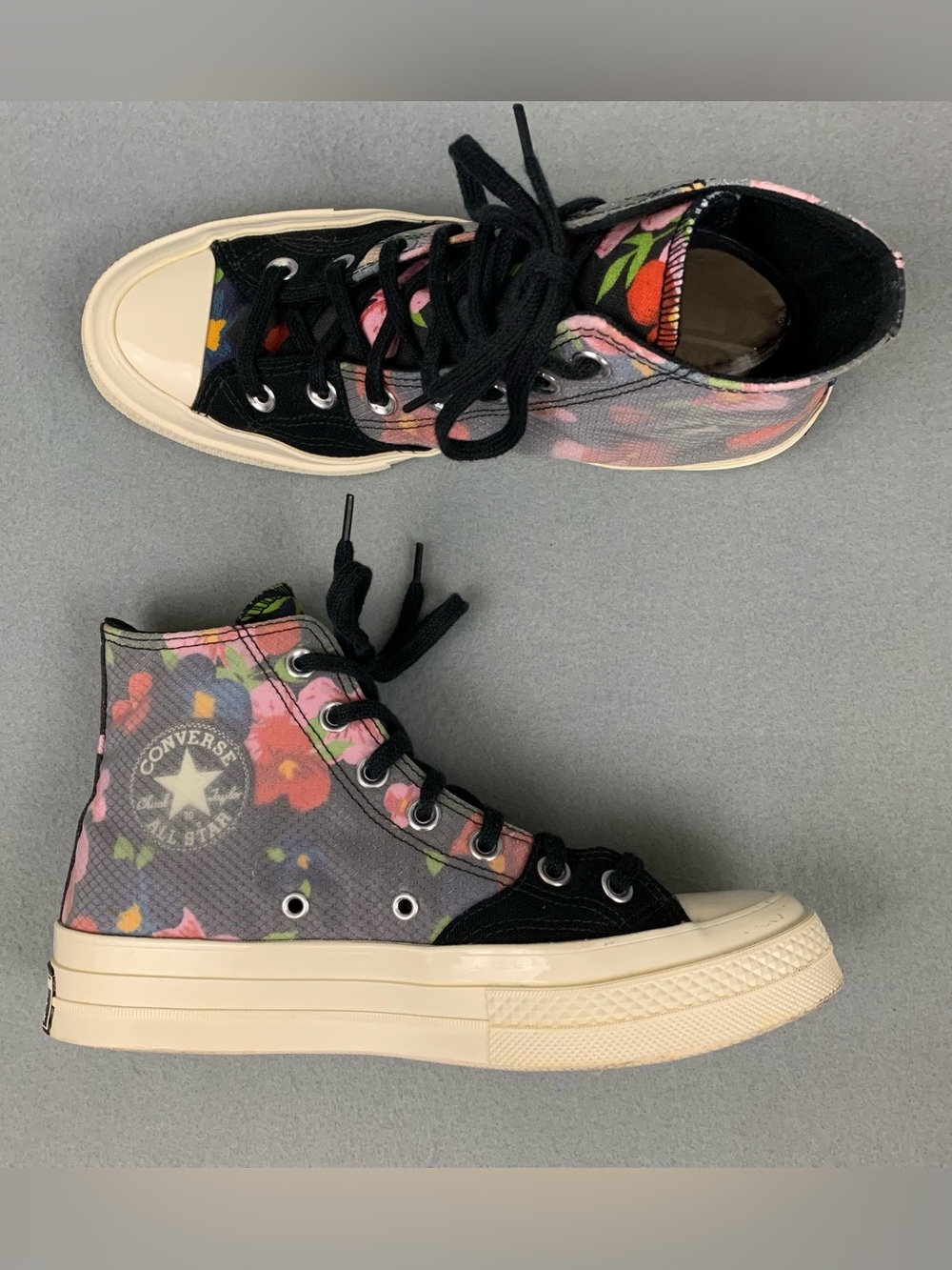 Converse Shoes Womens 8 Black Floral Chuck 70 Hi Top Sneaker Lace Up All Star